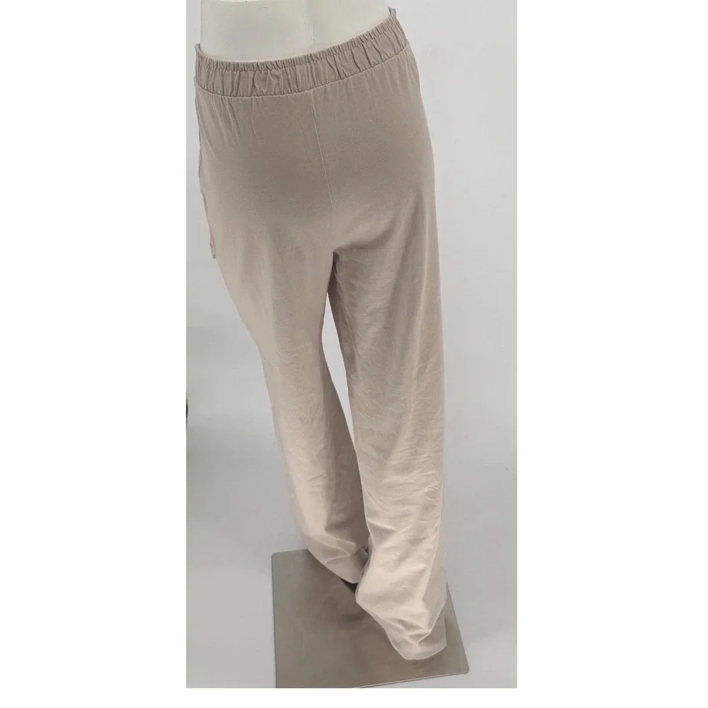 ZARA Wide Leg Belted Cotton Blend Pants Beige XL Casual Resortwear Travel 97-42